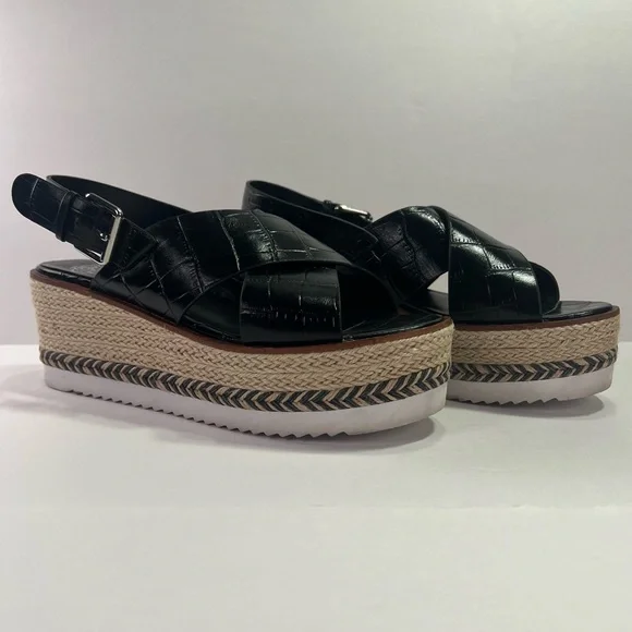 Vince Camuto Marietten Embossed Espadrille Platform Sandals - black croc, 8.5 - Picture 2 of 12